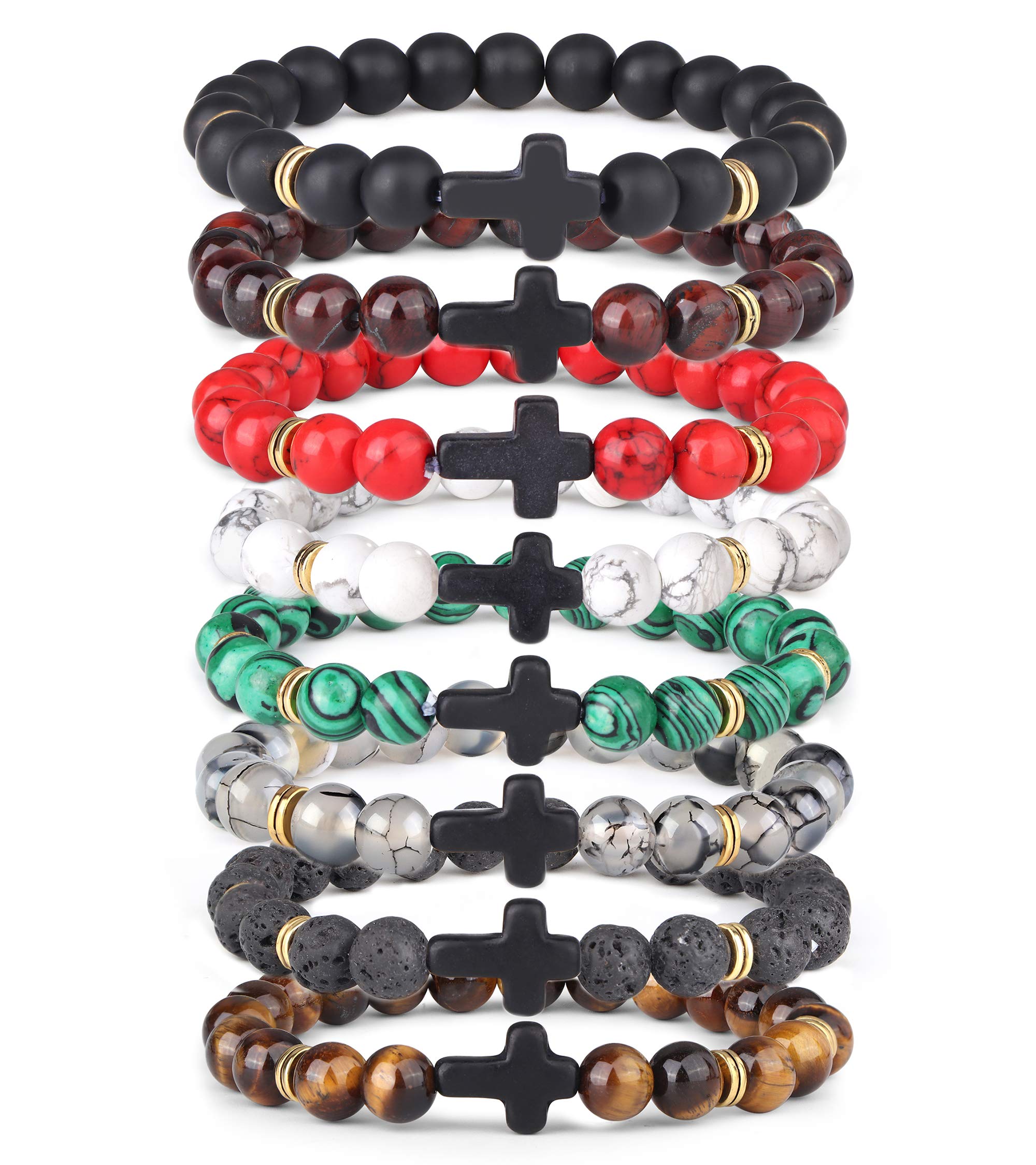 Bracciale Uomo Luca Barra In Acciaio Con Pietre Multicolor E Croce