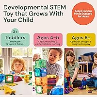 Vista 7 de PLAYVIBE - 60 piezas de bloques magnéticos para construcción 3D para niños