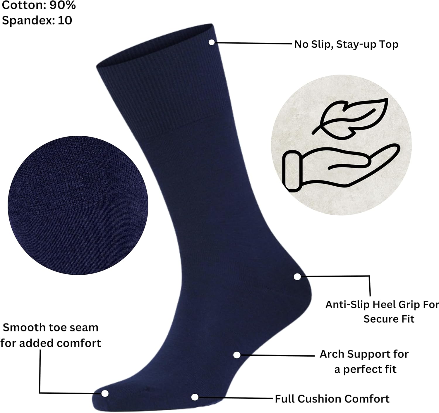 KNETLI Men's Dress Socks, Crew Socks, Super Soft, Multi Color Options Size 6-9,10-13, 14-16 3 & 6 Pair Pack - Image 6