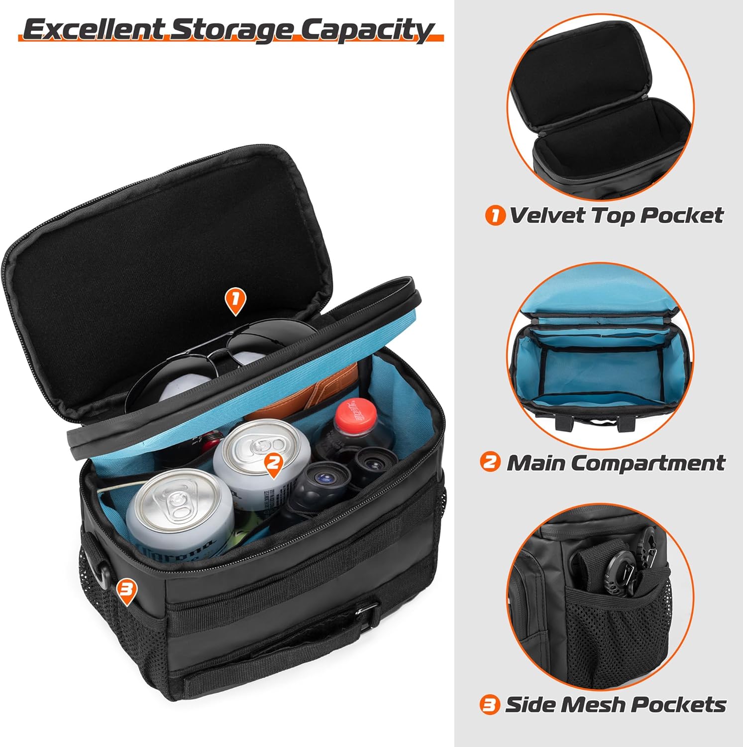 HODRANT Waterproof Motorcycle Handlebar Bag, Dirtbike Handlebar Bag for Cruiser Softail Dyna Sportsters, Bicycle Tool Storage Pouch with PVC Clear Window & USB Charge Hole, Bag Only