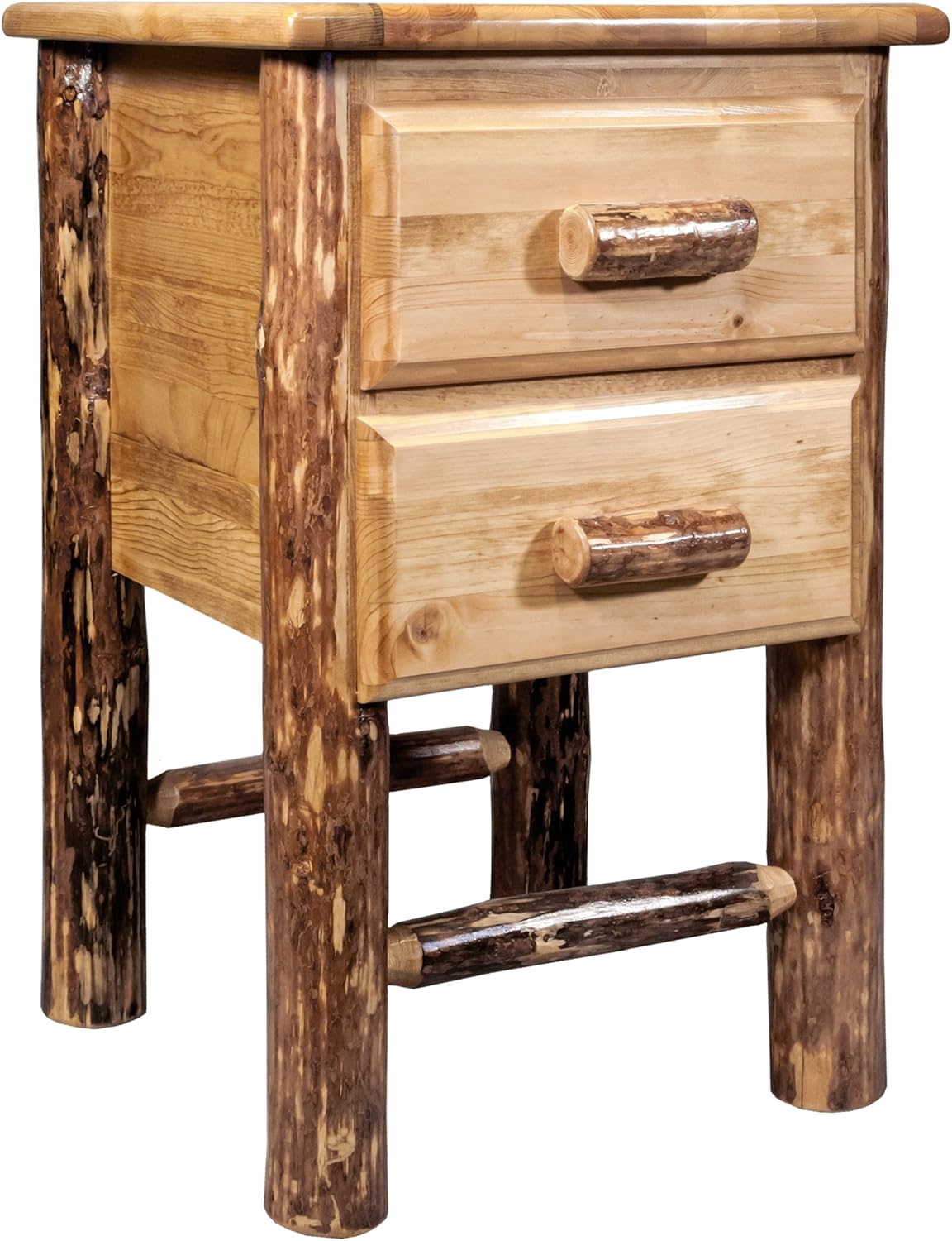 Montana Woodworks Glacier Country Wood Nightstand with 2 Drawers in Brown