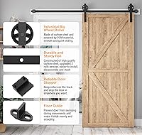 Vista 3 de Kit de herrajes para puerta de granero de alta resistencia de 6.6 pies, kit de herrajes para puerta corrediza de granero para puerta de granero