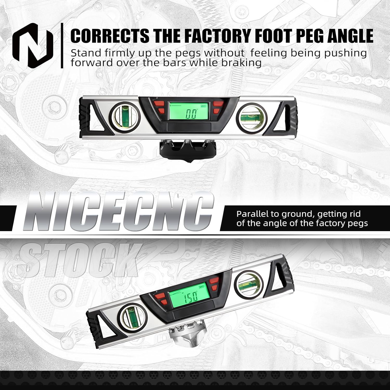 NICECNC Flat Foot Pegs Footpeg Compatible with 390 Adventure 2020 2021 2022 2023 2024, Foot Pedals, Anodization, CNC-machined, Black