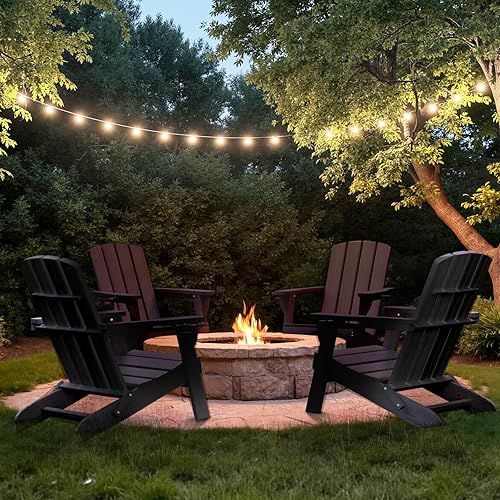 Miniatura 2 de Silla Adirondack plegable con textura de madera, sillas de hoguera de polietileno de alta densidad para todo tipo de clima, sillas Adirondack de