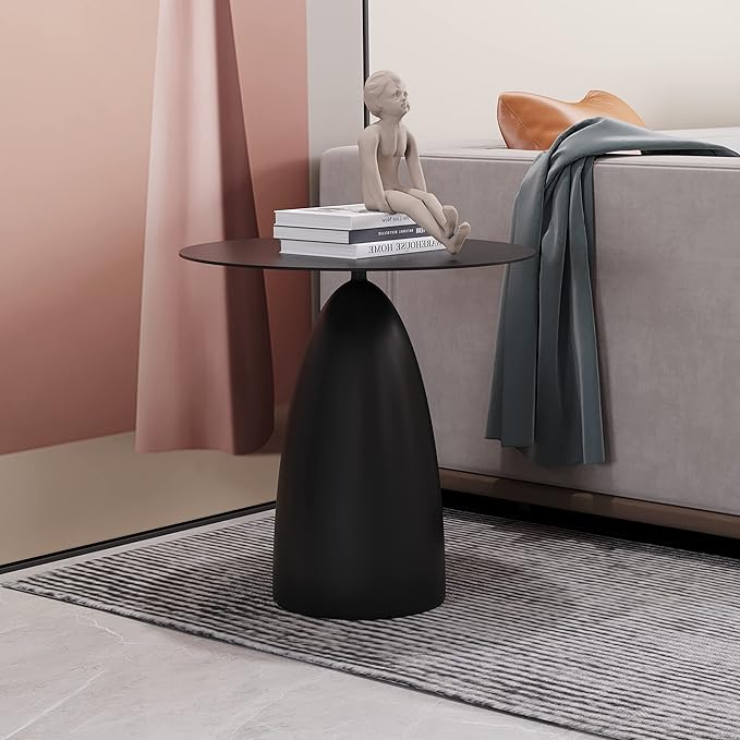 Hallowood Furniture Bourton Black Metal Round Side Table for Living