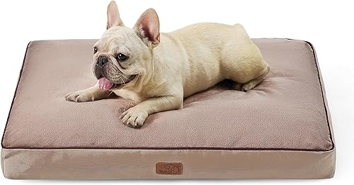 Bedsure Camas impermeables para perros medianos, cama mediana de 4 pulgadas de grosor de hasta 50 libras con funda extraíble lavable, almohadas para