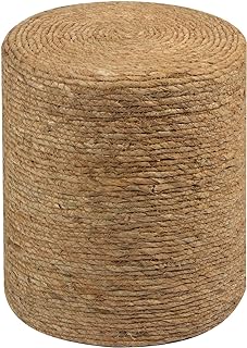 Ottoman Poof, Natural Seagrass Poufs, Hand Weave Round Footstool, Pouffe Accent Chair, Home Decorative Seat, Boho Chair for Living Room, Bedroom (Natural)