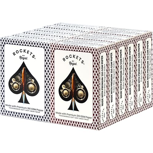 Regal Games [12 Decks Rockets Bulk Playing Cards Set for Adults & Professionals - 310 GSM Linen Finish - Poker Cards for Blackjack, Euchre, Canasta - Casino Grade, Travel & Game Night Cards