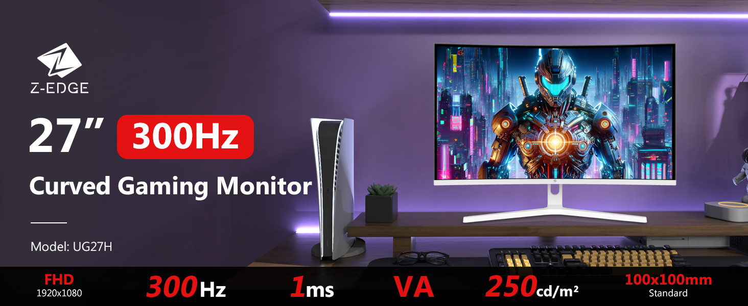 Amazon.com: Z Z-EDGE 27 inch Curved Gaming Monitor, FHD 1080P