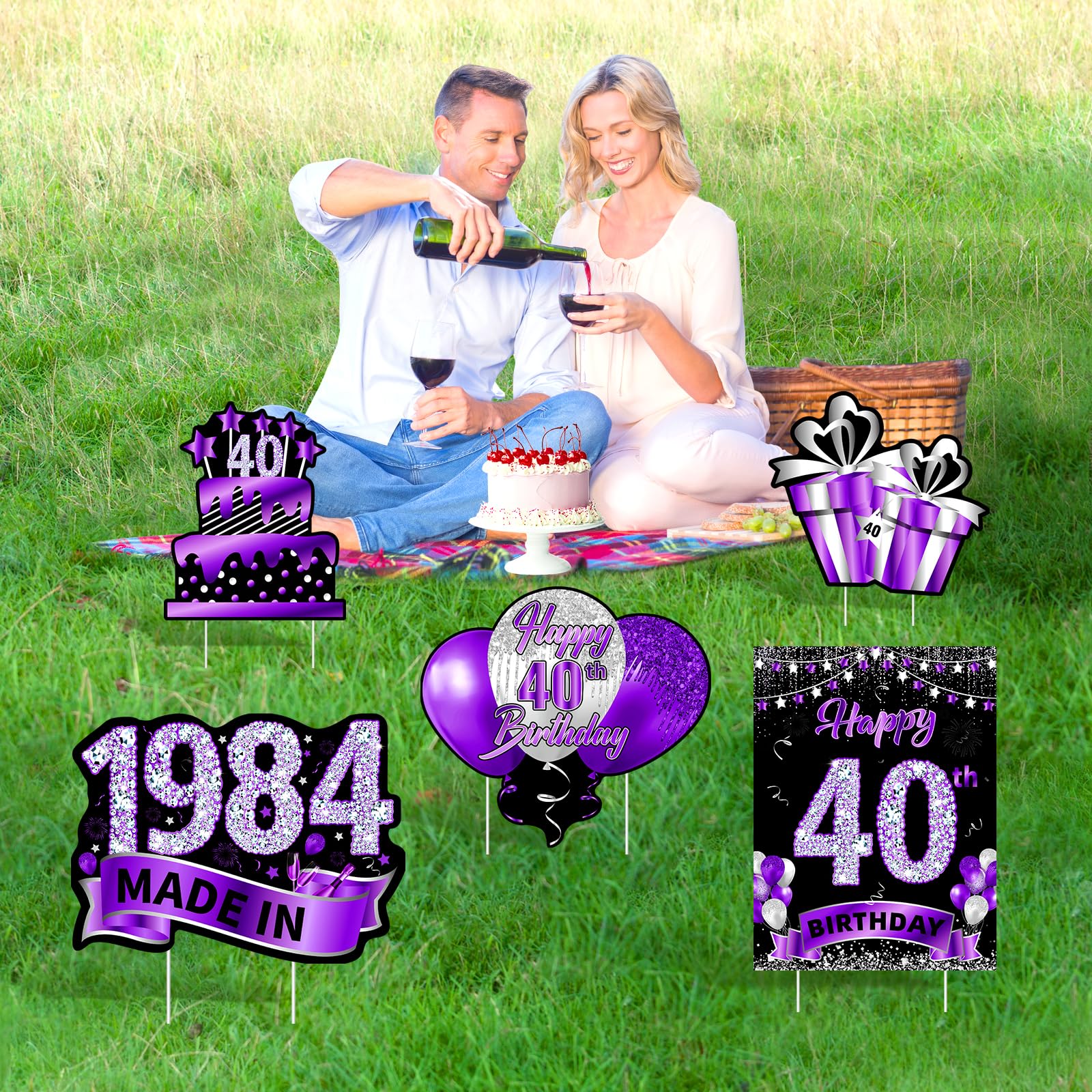 Maicaiffe Gartenflagge Zum 40. Geburtstag – Doppelseitig, 45,7x31,8 Cm, Jute, 'Cheers To 40 Years'