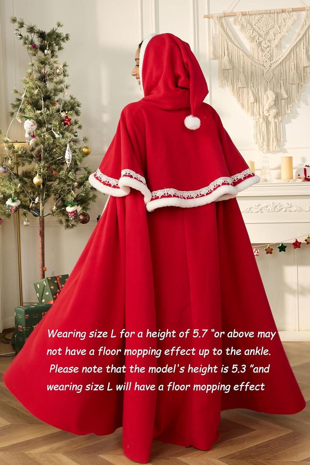 Christmas Red Cape Cloak with Hood Women Mrs Claus Costume Adult Women Christmas Costumes for Women - Image 6