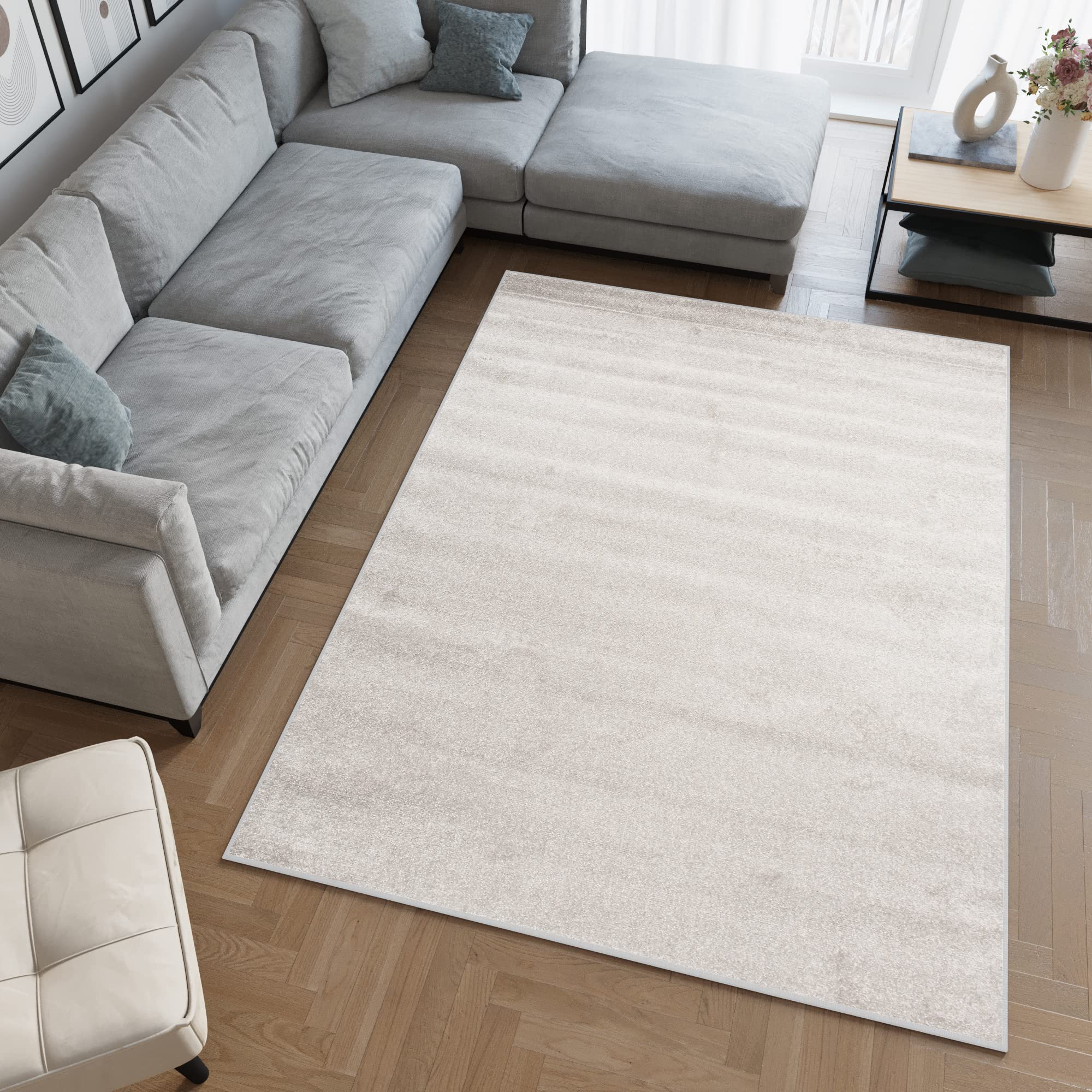 Tapiso Florida dywan z krótkim włosiem, do sypialni, salonu, pokoju dziecięcego, pokoju młodzieżowego, szary, jednokolorowy, nowoczesny design, ÖKOTEX 140 x 190 cm