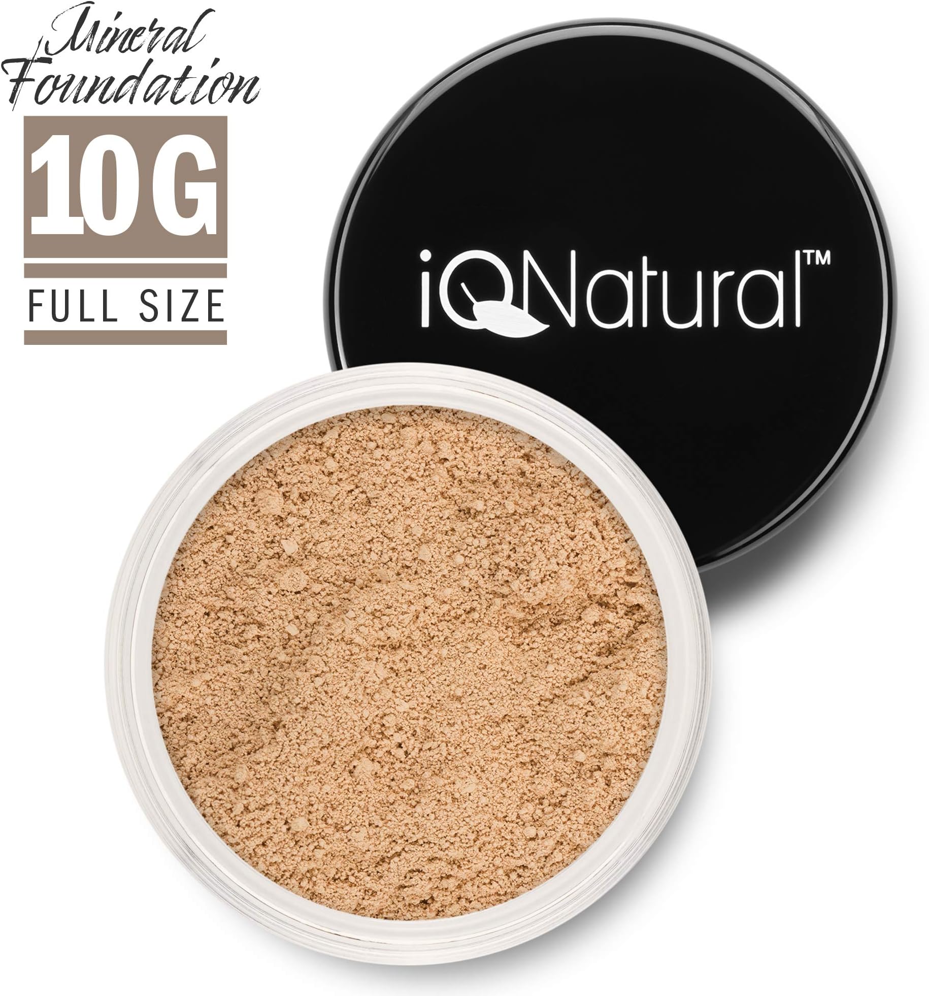 iQ Natural Mineral Foundation Loose Powder 10g Sifter Jar, Long Lasting All-Day Wear, Flawless Finish Makeup, Full Coverage – Matte | Sensitive Skin Approved | Color FAIR II