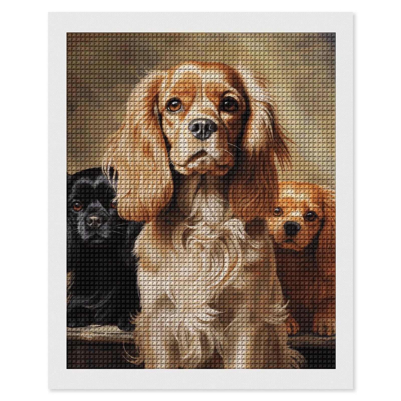 Cocker Spaniel Diamond Art Kits for Adults, DIY 5D Diamonds Painting Kits for Beginner, Round Full Drill Diamond Dots Painting, 16"x20" Diamonds Pictures Gem Art and Crafts Wall Decor