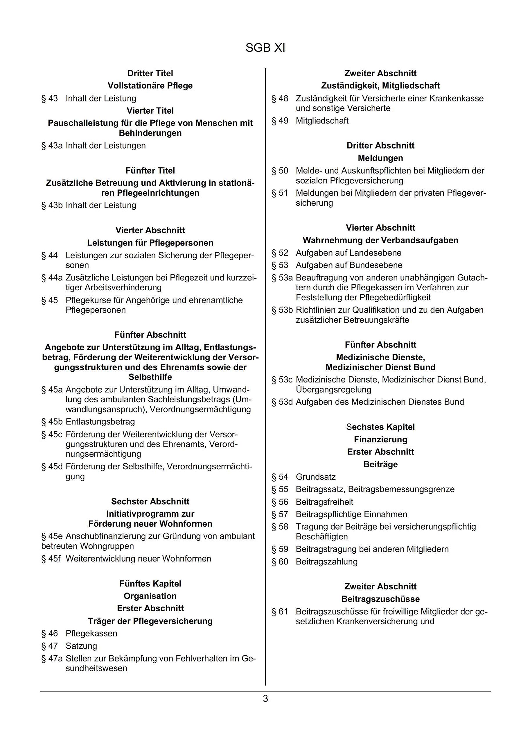 SGB XI Gesetzestext und Anlagen - Aktuell
