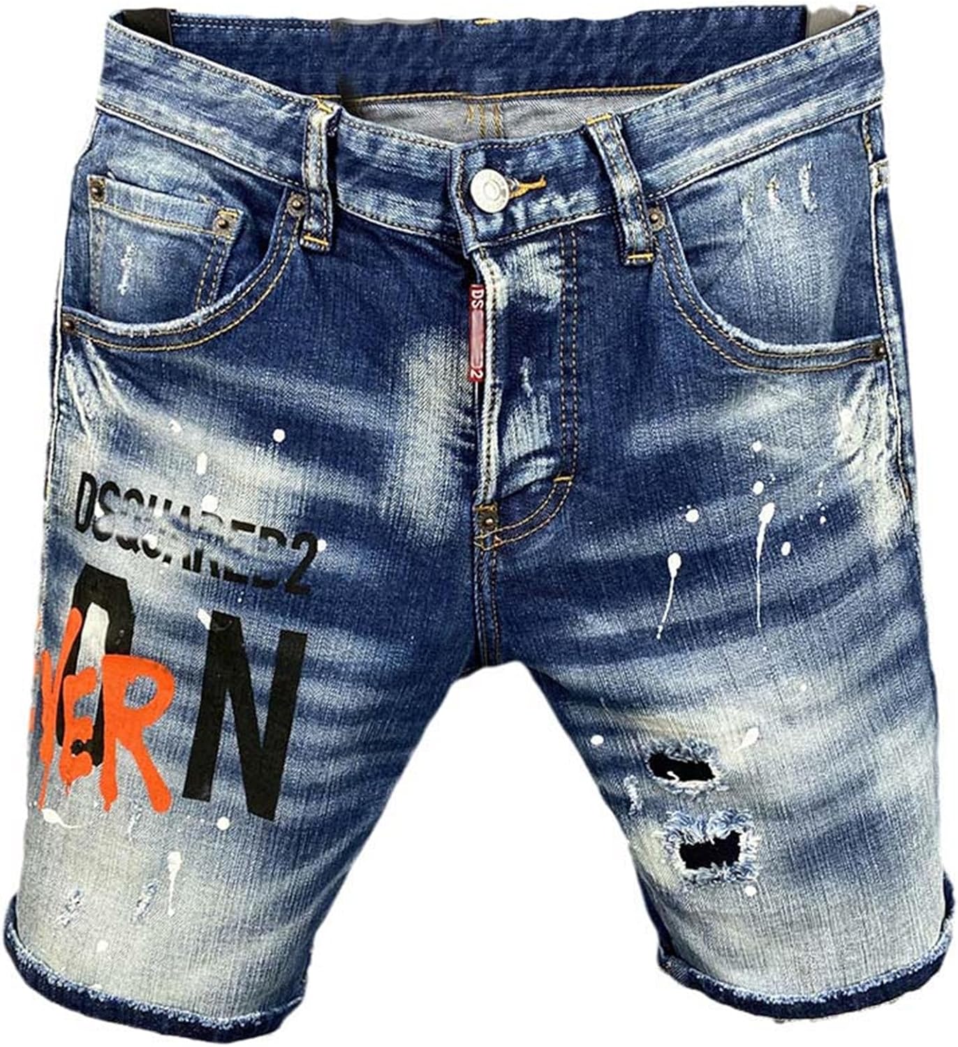 Denim Shorts for Men,Casual Slim,Retro,High Street,Ripped Design