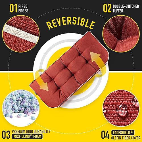 Miniatura 5 de SUNROX Cojín de banco de espuma viscoelástica de gel con tubos, resistente al agua, ultra duradero, grueso, reversible, para interiores y