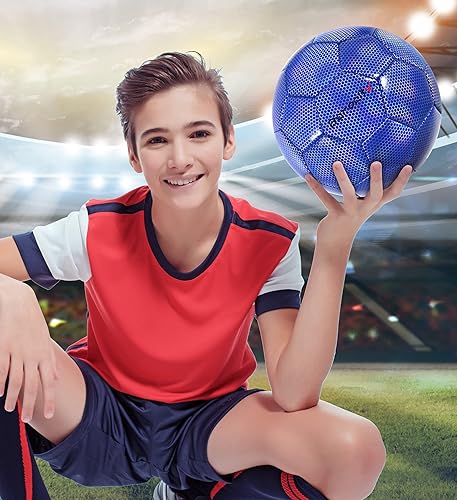 Miniatura 5 de Barocity Juego de 3 pelotas de fútbol iridiscentes, color naranja, con patrón hexagonal reflectante, pelotas de fútbol deportivas para entrenamiento