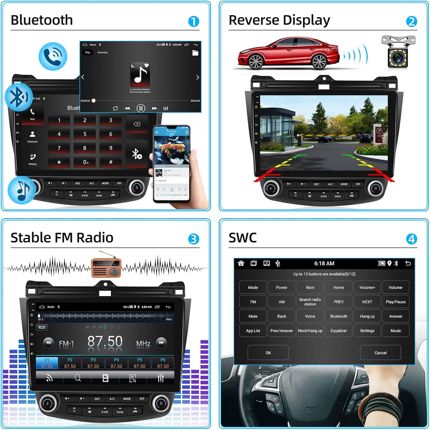 android 11 car stereo for honda accord 7th 2003 2004 2005 2006 2007 car radio with gps navigation 10 1 inch touchscreen car stereo with bluetooth wi