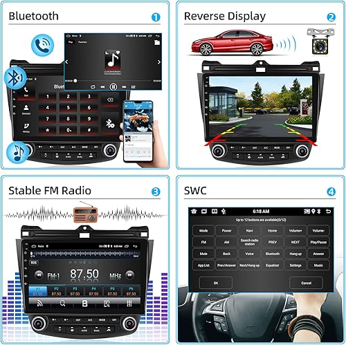 Miniatura 3 de Podofo Estéreo de coche Android 13 para Honda Accord 7th 2003 2004 2005 2006 2007 con navegación GPS, radio de coche con pantalla táctil de 10.1