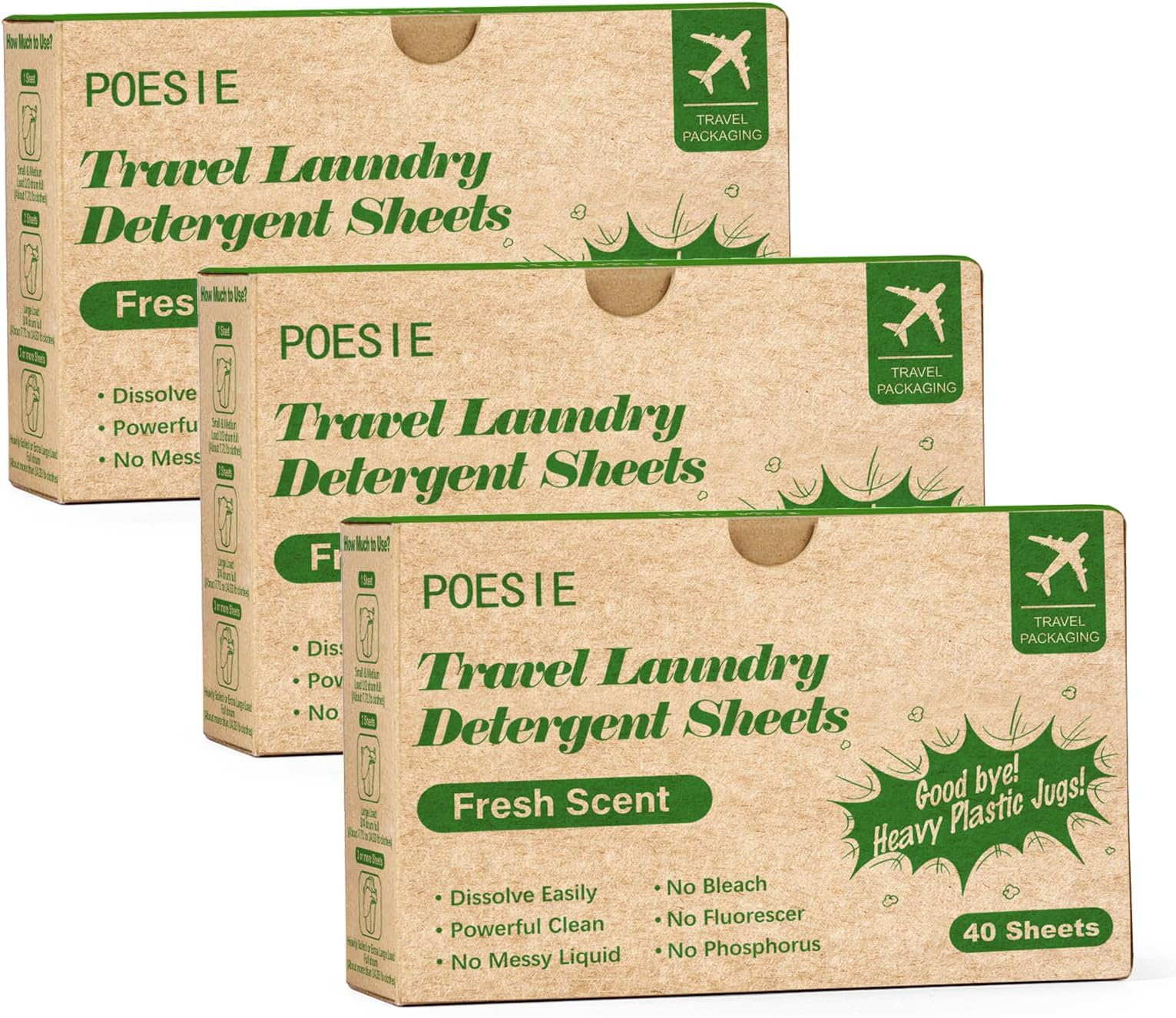 Poesie Travel Liquidless Laundry Detergent Sheets Fresh Scent 120 Count