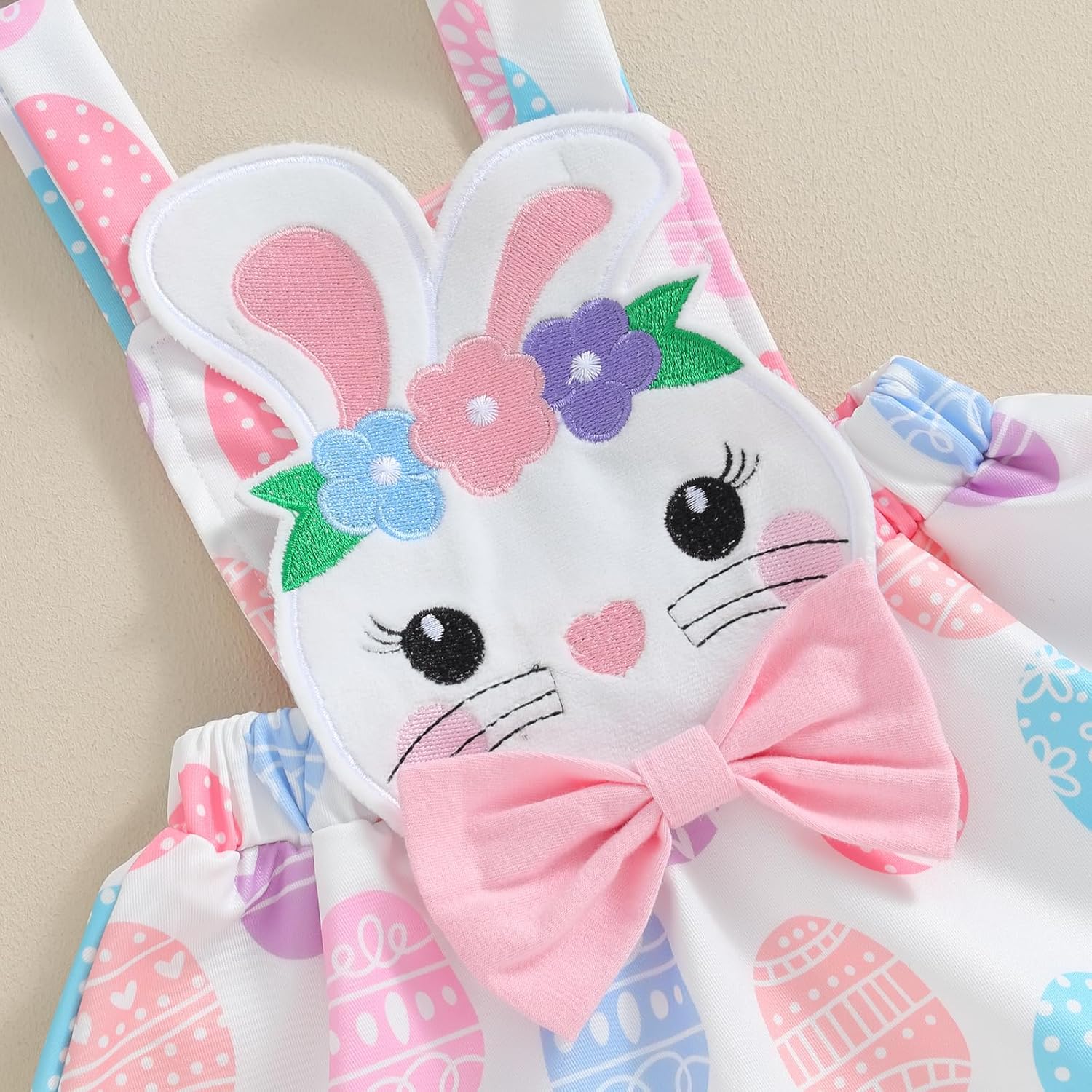 Baby Girl Easter Bunny Outfits Long Sleeve Ruffle Romper Rabbit Suspender Skirt Headband Sets Easter Clothes - Image 6