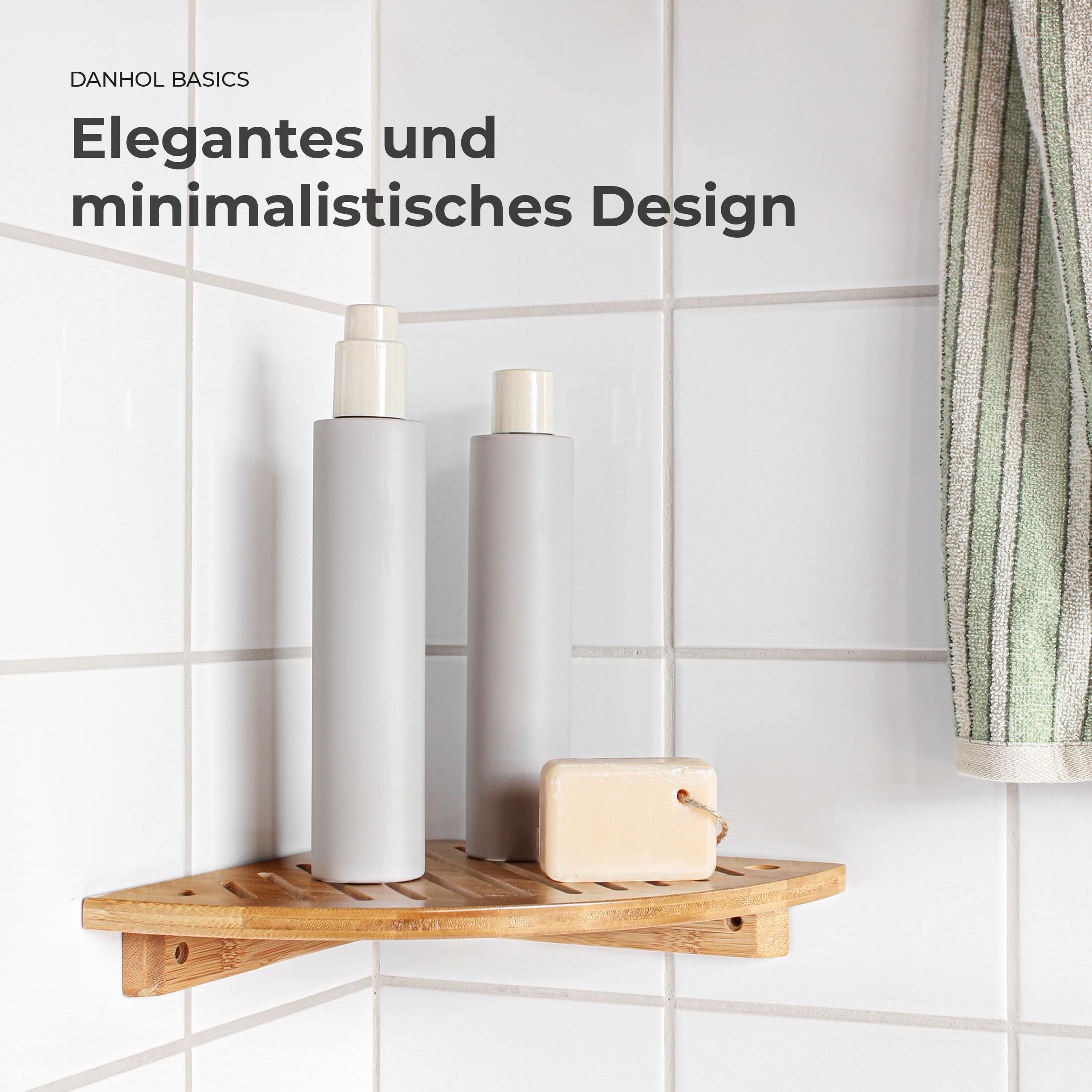 danhol Badregal | Duschablage Ohne Bohren (Selbstklebend) | Eckregal Bad  Bambus | Badezimmer Regal | Kleberegal Bad aus Bambus | 1 Einheit :  Amazon.de: Kche, Haushalt & Wohnen