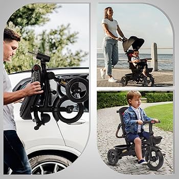 UBRAVOO 7-in-1 Baby Tricycle, Push Bike & Steer Stroller