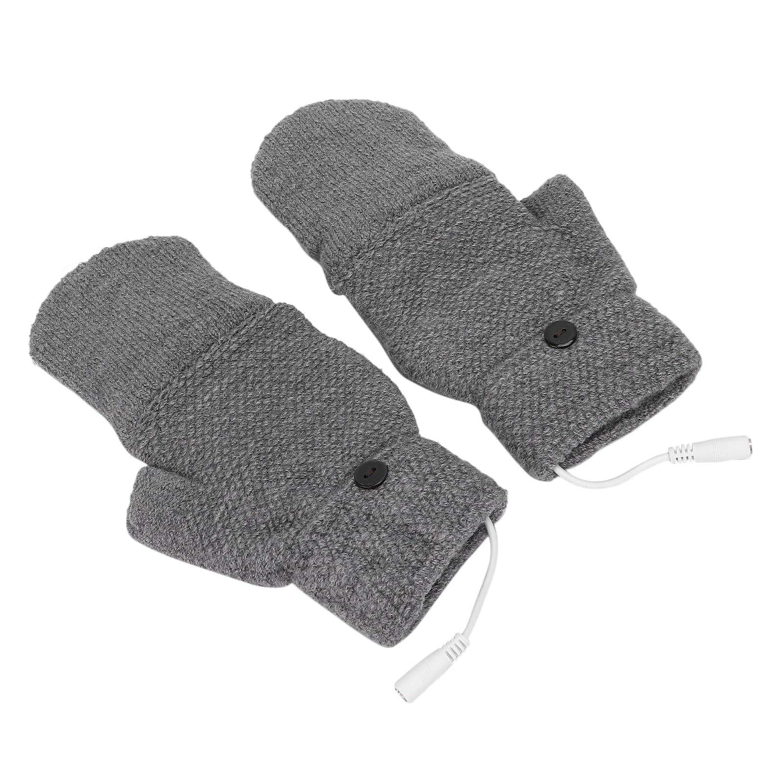 Acogedo #011 Fingerless Heated Usb Gloves With Double-Sided Heating For Laptop Use - Gray Mitten Warmers For Arthritis And Cold Relief