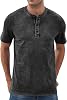 Camisetas NITAGUT Hombre Henley Desgastadas Retro Manga Corta Algodón 3