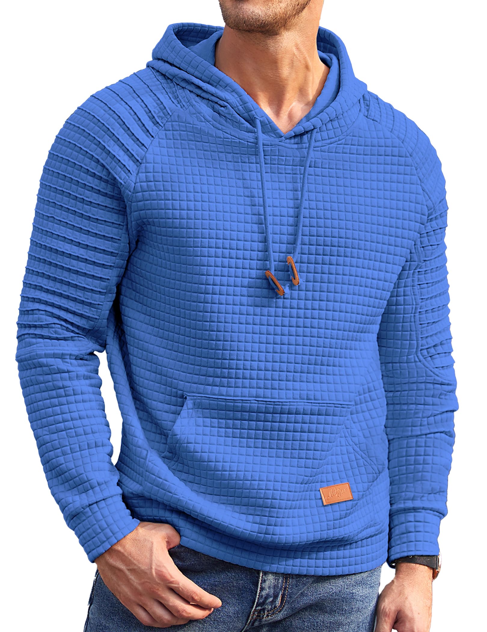 COOFANDY Felpa con Cappuccio da Uomo a Maniche Lunghe con Cappuccio in Waffle Felpa con Cappuccio Casual con Coulisse con Tasca a Marsupio