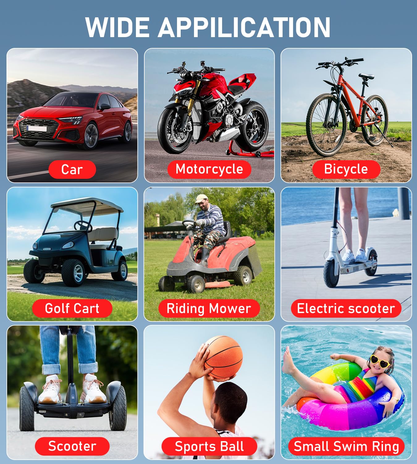 Tire Inflator Portable Air Compressor, 150PSI Cordless Air Pump for Car Tires, Bike Tire Pump with Pressure Gauge, Auto Shut Off, LED Light for Car Motorcycle Bicycle