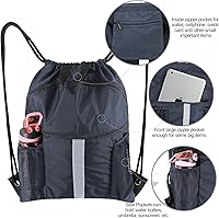 Vista 4 de BeeGreen Mochila con cordón y compartimento para zapatos, mochila negra grande para gimnasio y deportes