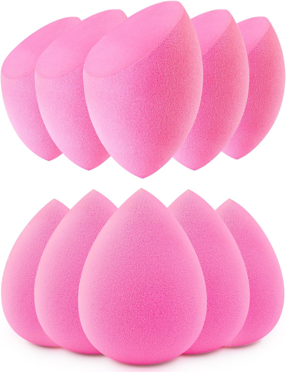 BEAKEY 10pcs Makeup Sponge Set, Bouncy and Soft Beauty Sponge for Blending Powder, Cream and Liquid. Cruelty-Free, Latex-Free, Pink