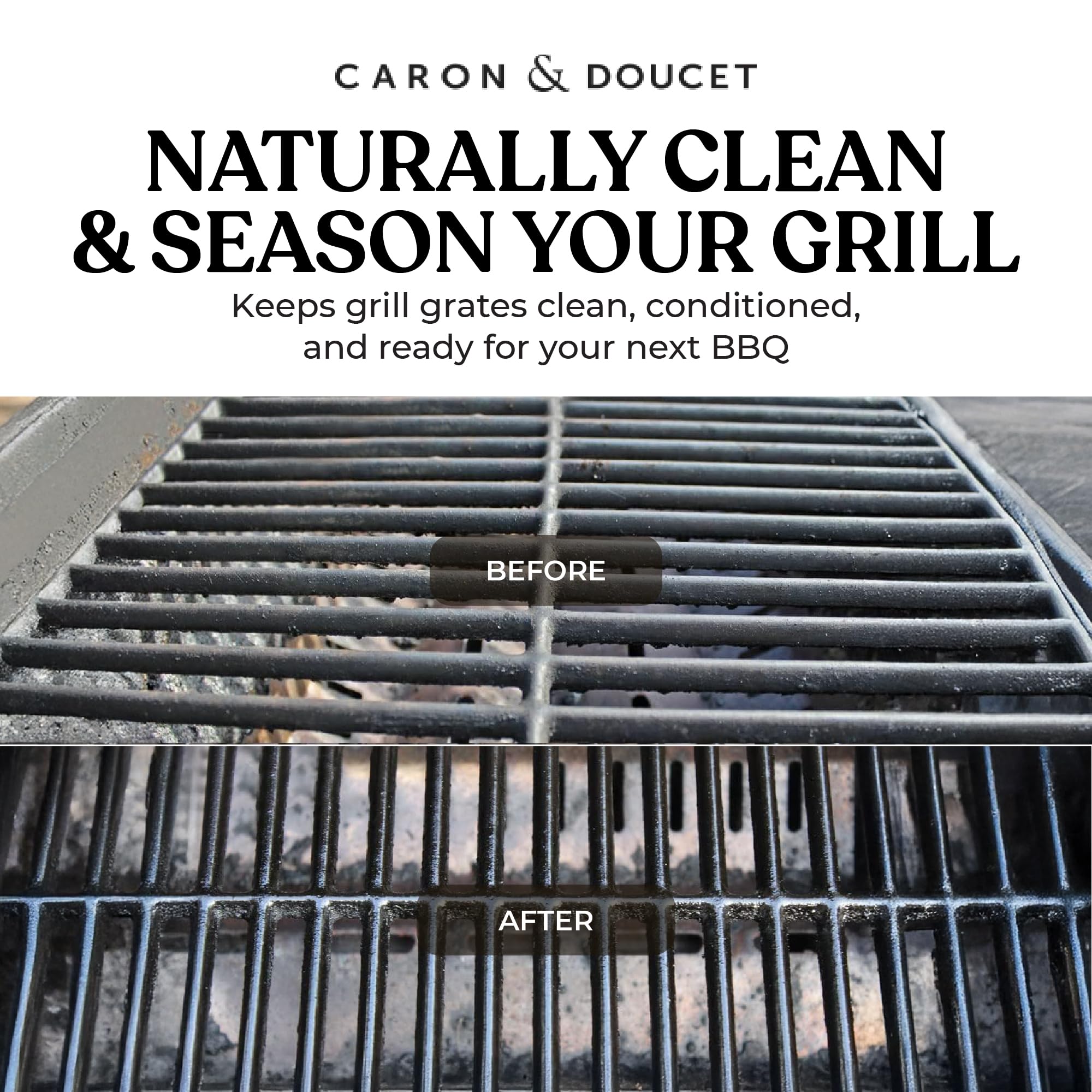 Caron & Doucet - Aceite limpiador para parrillas de barbacoa, 100% a base de plantas y vegano, ideal para limpiar parrillas y rejillas de barbacoa, uso con raspadores de madera, cepillos, accesorios