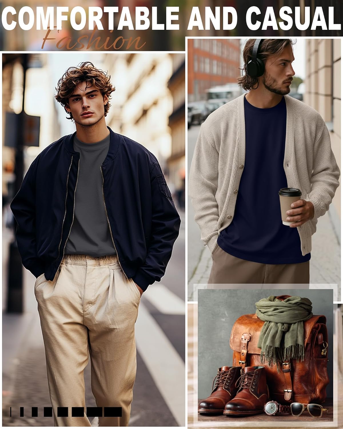 Ficerd 5 Pack Mens Big and Tall Shirts Cotton Long Sleeve Top Loose Casual Basic Shirts Crewneck Oversize Multipack Tee - Image 5