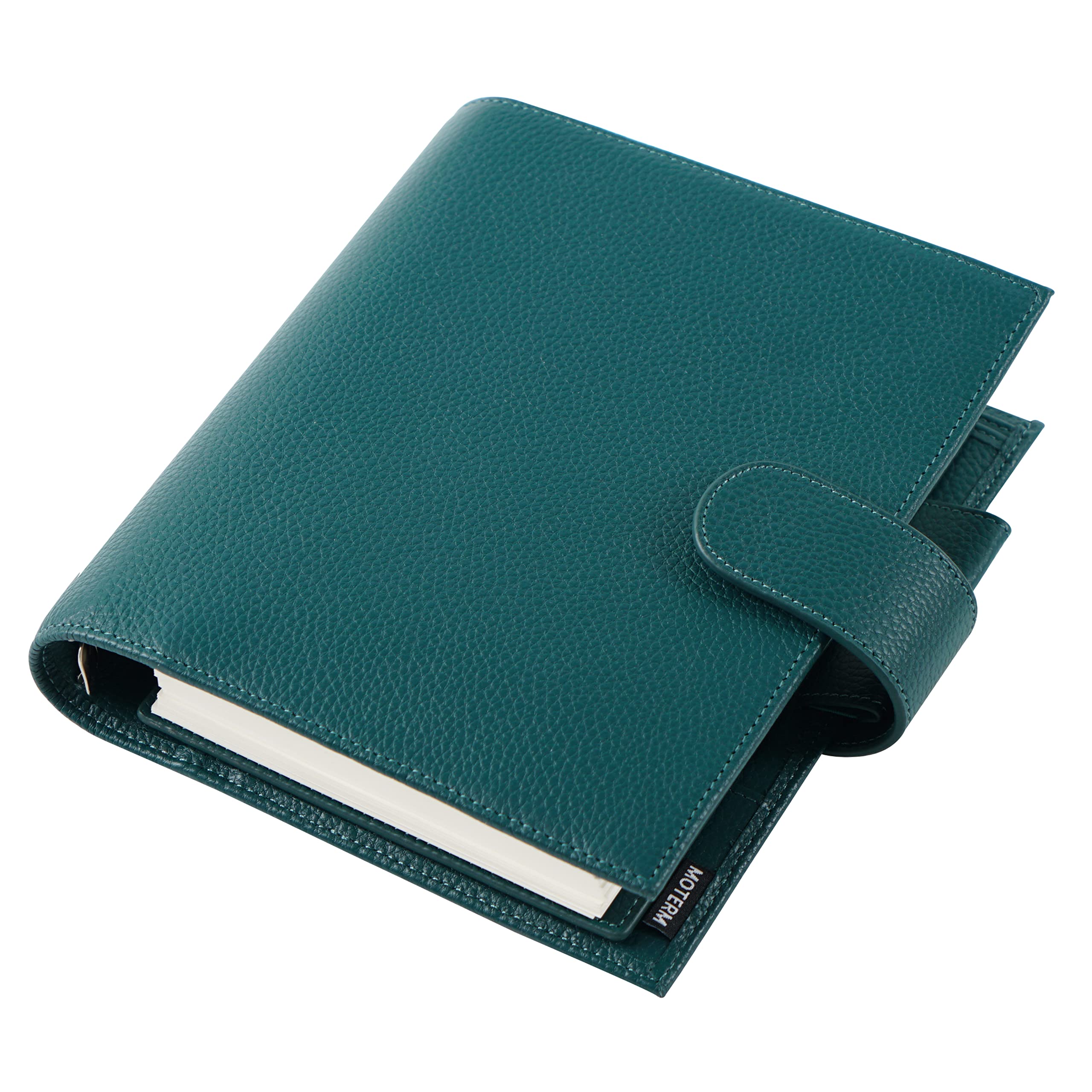 Moterm Personal-Wide Luxe Ringe Planer - Echtes Leder Binder Organizer (30mm Ring, Kiesel-Tiefes teal)