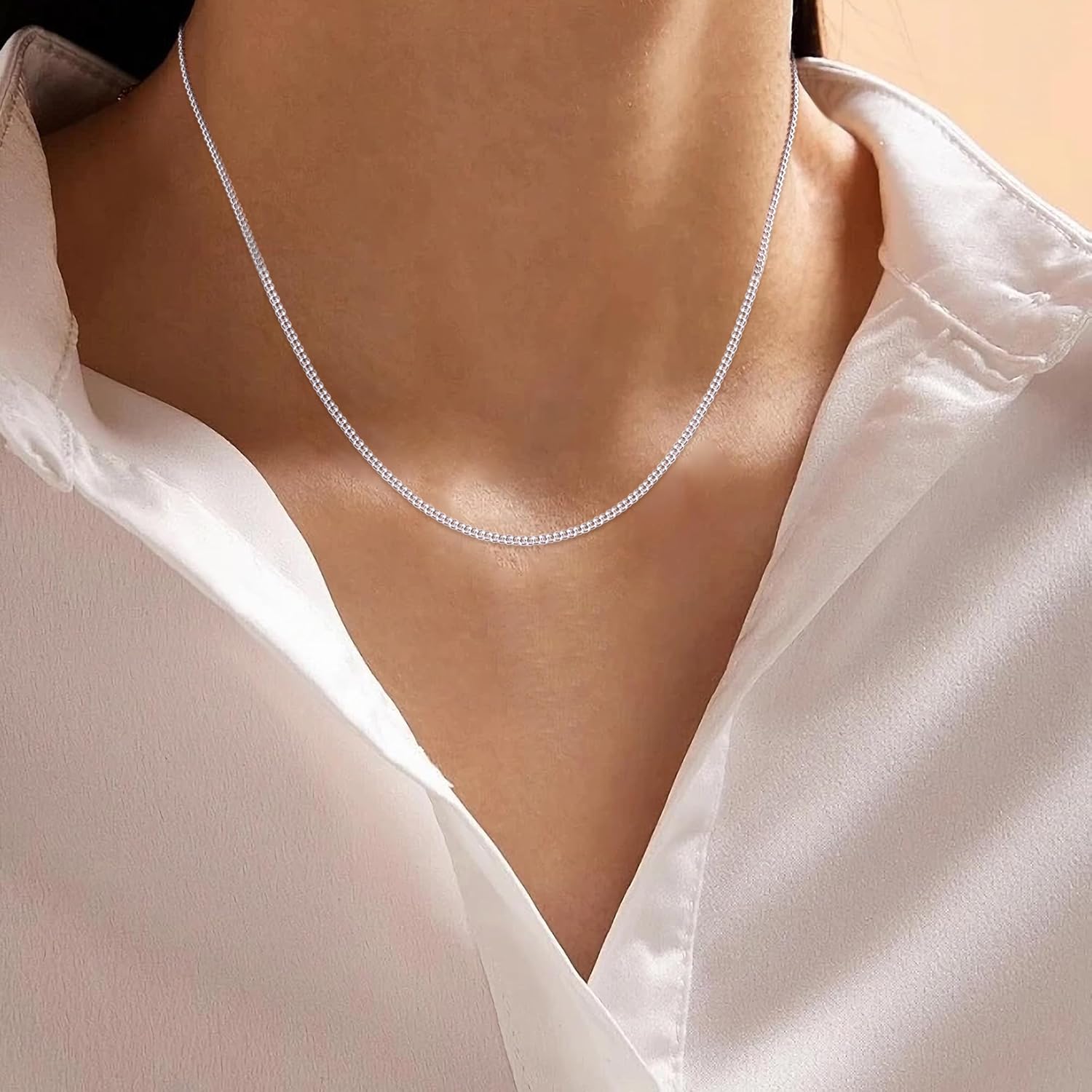 Gacimy 925 Sterling Silver Cuban Link Chain Necklace for Women, 0.8mm-2.0mm Dainty Curb Chain, Thin Real Silver Necklace for Pendants & Layering, 18-24 Inch