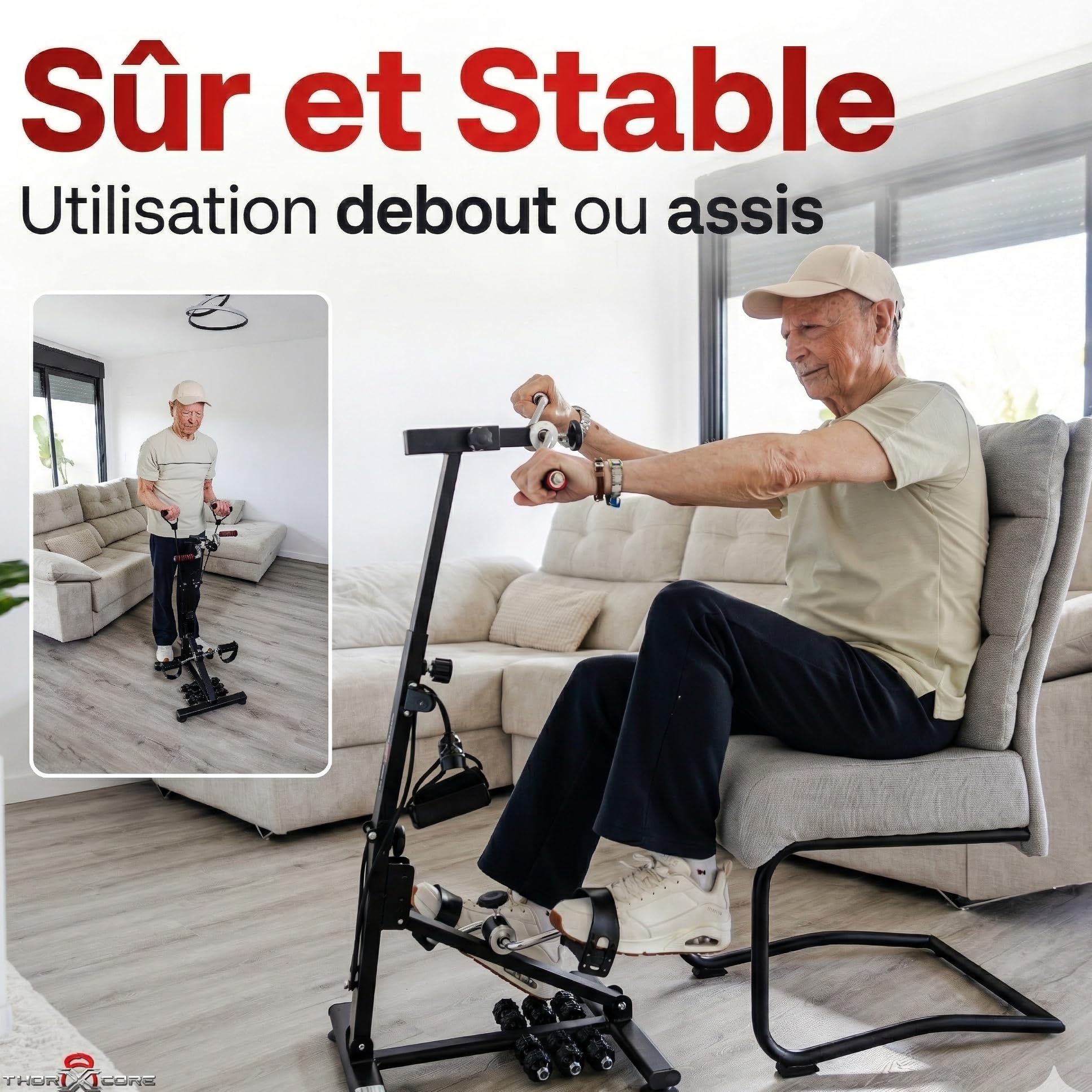pedalier d Appartement Senior, Mini vélo Appartement 2 en 1 Bras et Jambes avec résistance et Hauteur réglables – pédalier Bureau pour Exercice Maison sans Impact