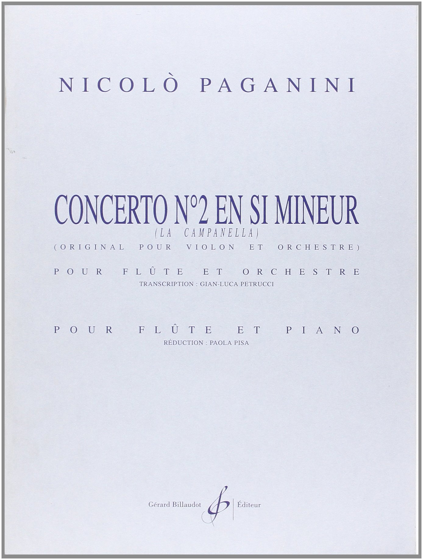 Concerto n°2 en si mineur transcription flûte de prestige pour soliste et grand orchestre
