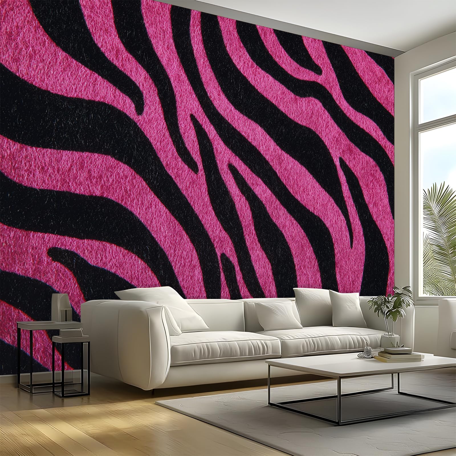Papier peint zèbre en toile canvas décoration murale amovible violette grand format 280x200 cm