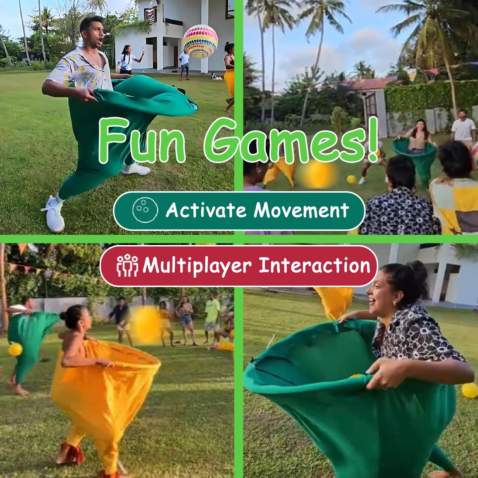 Gra zespołowa Granny Pants Outdoor Game: gigantyczny zestaw rekreacyjny do ogrodu - zabawny dzień na boisku, spotkanie towarzyskie i impreza na trawniku dla osób w każdym wieku​(Red*2+Yellow*2)