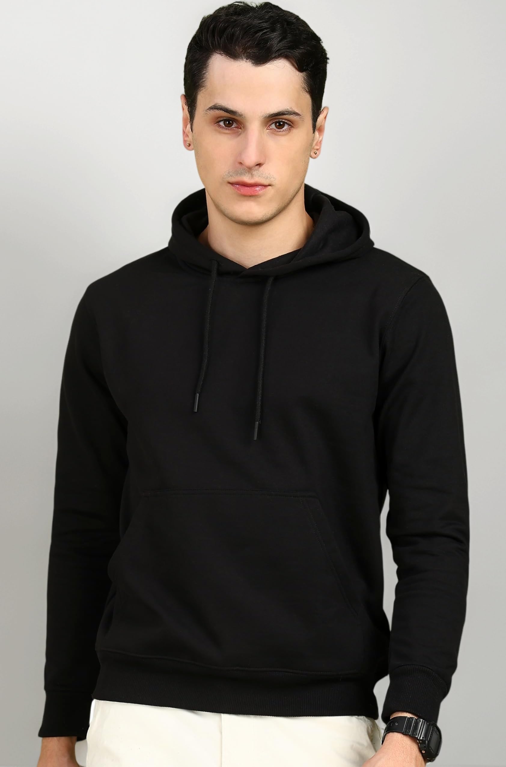 - Menโs Solid Hooded Sweatshirt | Drawstring Hood, Kangaroo Pocket, Ribbed Hem | Regular Fit | Sizes Sโ5XL | Multiple Colors