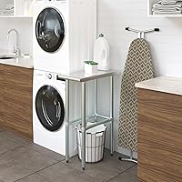 Vista 6 de AmGood Mesa de trabajo de acero inoxidable con base abierta, banco de trabajo de metal