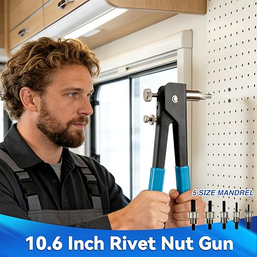 Kit de herramienta para tuercas de remache FIXTEC, 86 piezas con 5 mandriles métricos miniatura 6
