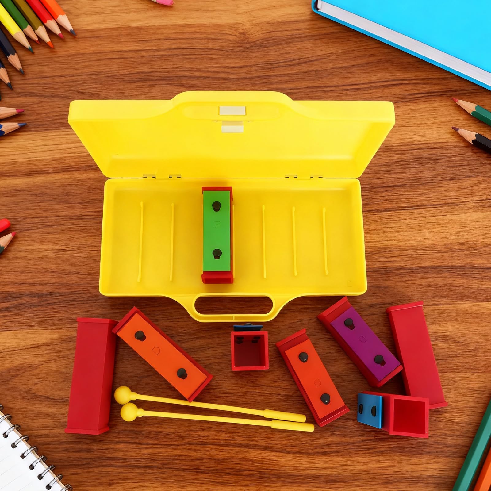 Xilófono colorido, musical de 8 notas, instrumento afinado con mazos, ayuda educativa para la enseñanza, práctica en el aula preescolar, rendimiento en viajes a casa, regalo de cumpleaños y va