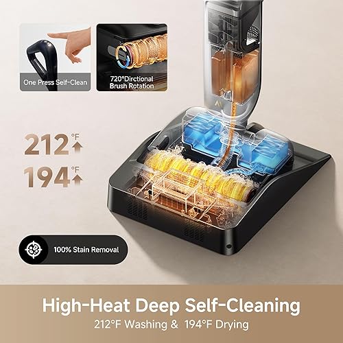 Miniatura 3 de Mova X4 Pro - Aspiradora en seco y húmedo, 20000 Pa con aspiradora inalámbrica con cero enredos, trapeador de agua caliente para desastres