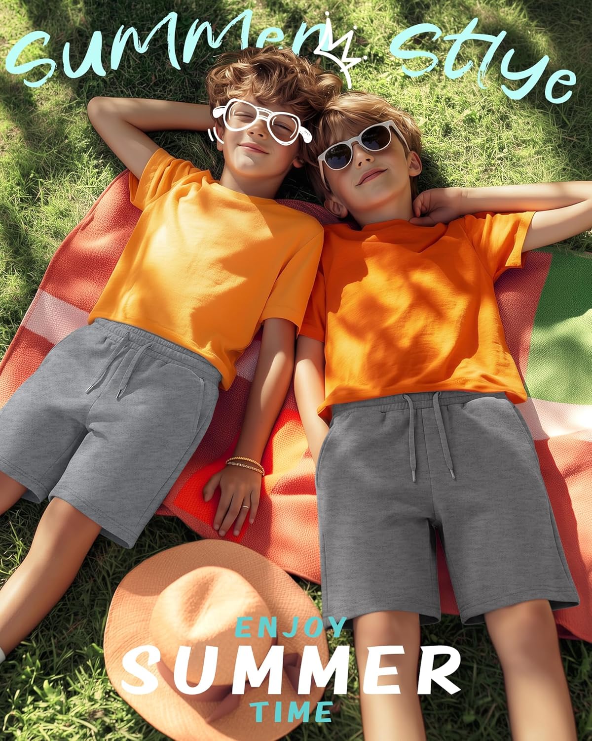 Oakgarden 4 Pack Boys Shorts Athletic Soft Causal Pull on Sweat Shorts for Kids with Pockets and Drawstring 6-16 Years