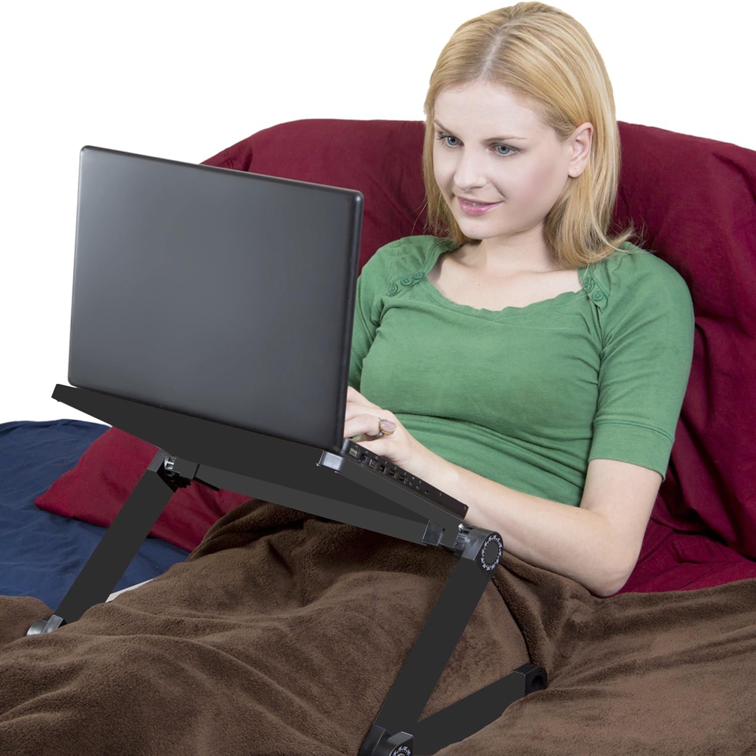 50% Off Discount WorkEZ LIGHT Ergonomic Portable Lightweight Folding Aluminum Laptop Cooling Stand & Lap Desk Tray for Bed Couch. Adjustable height angle tilt notebook computer macbook desktop riser table-top holder