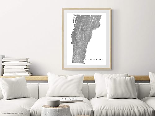 Miniatura 5 de Vermont Wall Map Print 8x10, Vermont State Map Poster 24x36, Handmade VT State Maps, Vermont Map Art Prints, Burlington, by Maps As Art